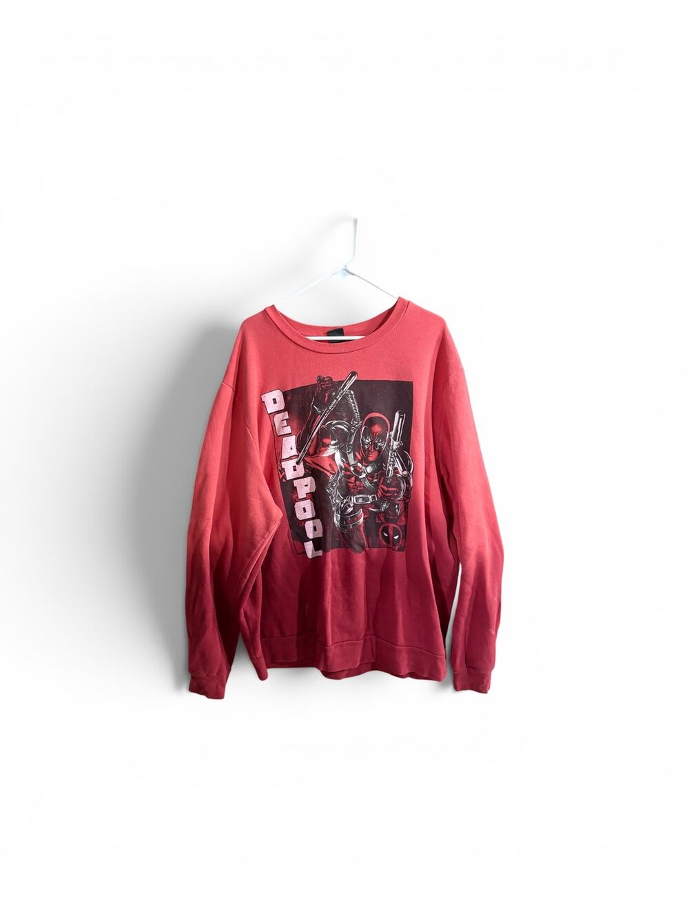 Marvel Deadpool Graphic Sweatshirt Red Pullover Fleece Adult 3XL Signed‎ Sleeve
